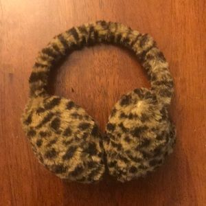 Furry, leopard print, heart shaped, kid’s earmuffs